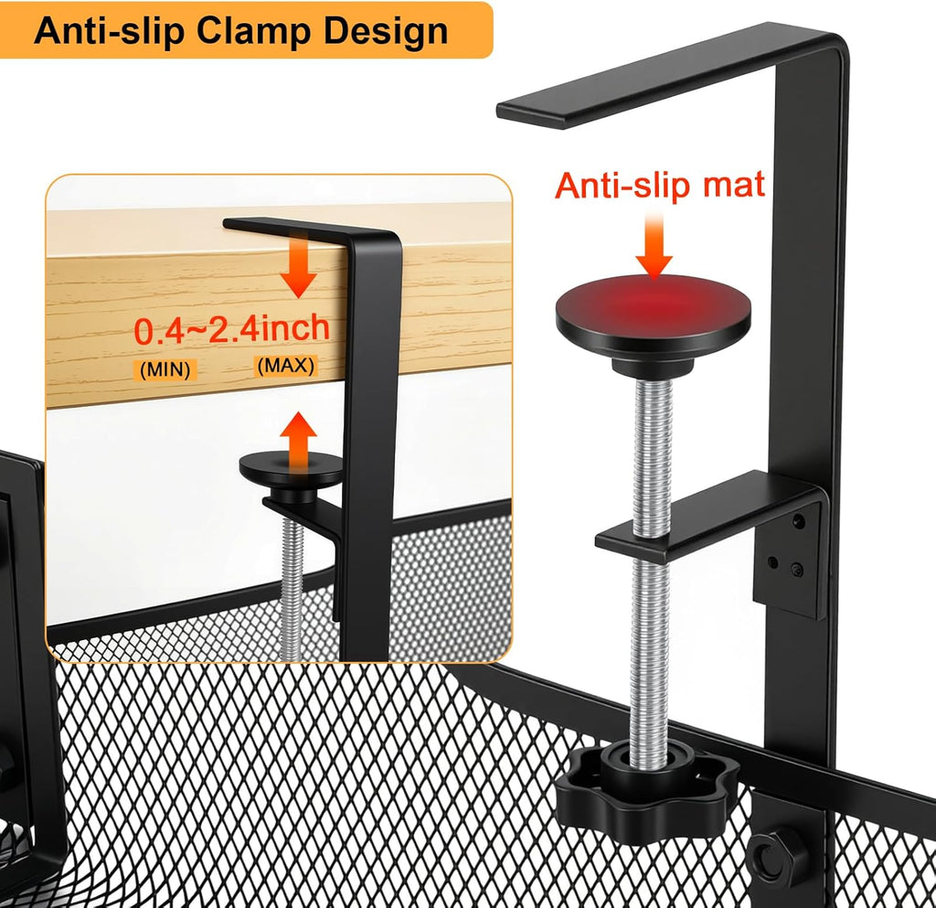 30'' Under Desk Cable Management - No Drill Installation Cable Management Tray, Modern Cord Organizer for Office/Home Desk, Fits Power Strips & Wires(Black, XXL)