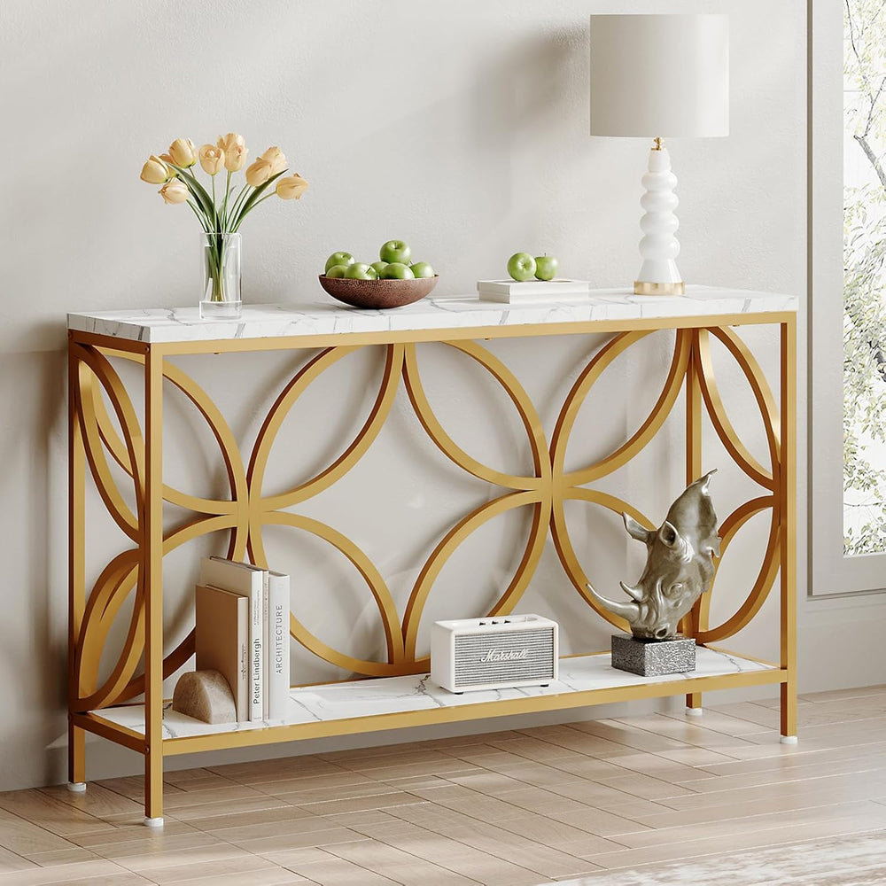 GiftGo Narrow Sofa Table 47.2 Inch, Industrial Sofa Table Behind Couch, Vinta...