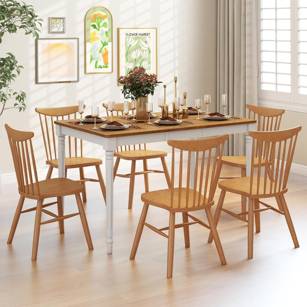 Giantex Rectangular Extendable Dining Table for 4-8 People with Rubber Wood L...