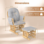 DORTALA Baby Glider Rocker with Ottoman, Multiposition Lockable Glider with Cleanable Upholstered, Smooth Rocking Motion, Nursery Glider & Ottoman Sets for Nursing Baby, Reading (Grey and Natural)