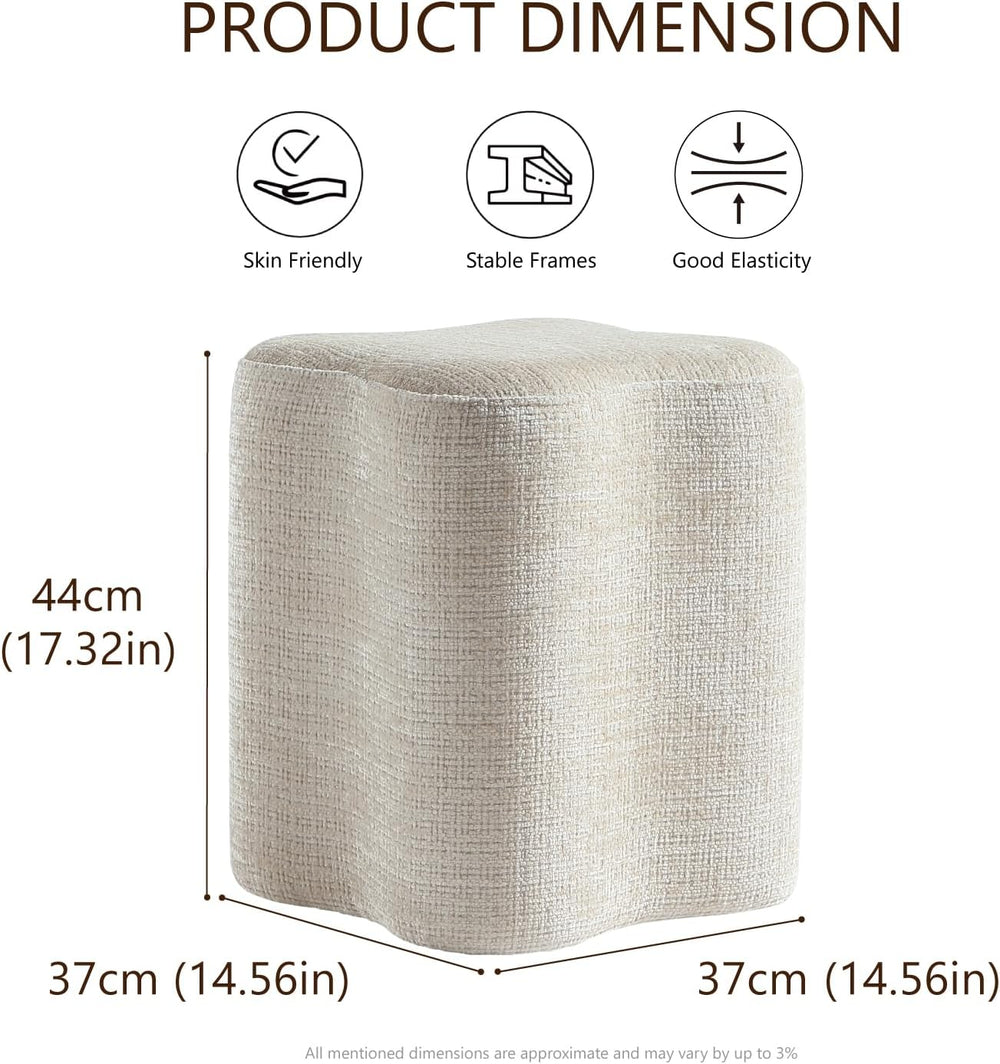 Get Set Style 14.4 Inch Flowers Shaped Ottoman,Modern Chenille Ottoman Vanity...