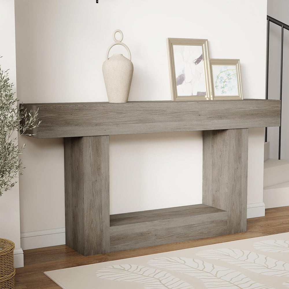 Spaco 63'' Long Console Table,2 Tier Farmhouse Entryway Table Sofa Ta...