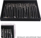 Julysky 2 Pcs/set Stackable Jewelry Organizer Trays，Necklace Tray+Necklace Tray, Jewelry Displays for Selling,Black