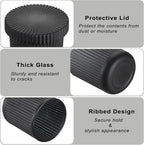 2 Pack Glass Qtip Holder with Lid, Qtip Dispenser Bathroom Storage Jars- Glass Apothecary Jars for Cotton Ball, Swab, Pads, Floss Picks, Bathroom Accessories Organization and Vanity Organizer(Black)