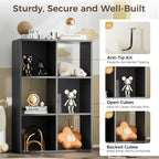 COMHOMA 6 Wood Cube Storage Organizer with Open Back and Removable Back Panels, 11In Black Cube Storage Bookshelf, Cubicle Shelf Bookcase for Home Office Bedroom Living Room, Vertical or Horizontal