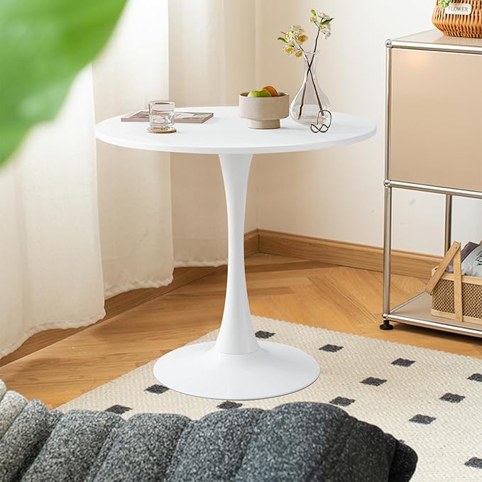 24" Round Dining Table for 2 MDF Table Top and Heavy Metal Dining Table ...