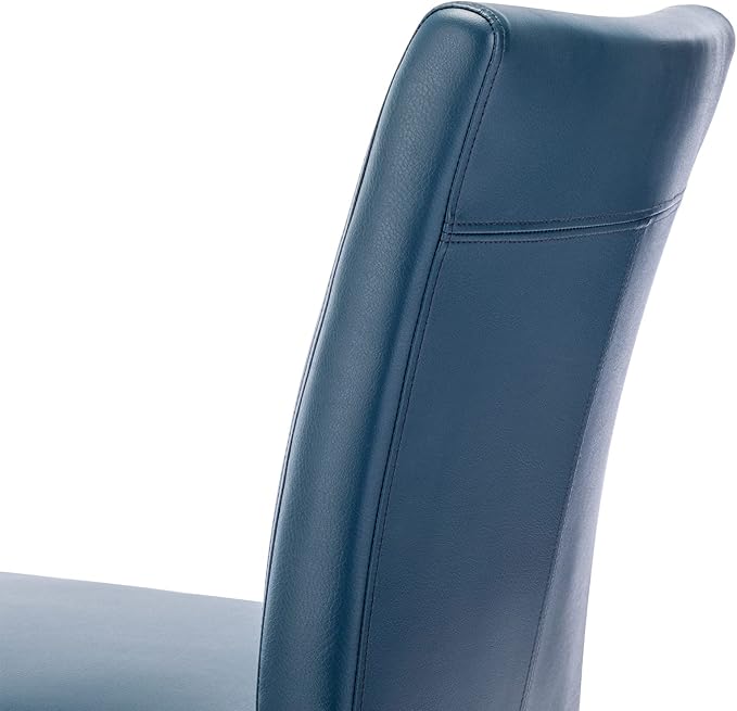 Watson & Whitely Upholstered Dining Chairs Set of 4, Faux Leather Armless Dining Room Chairs with Solid Wood Legs & Back Side Chair for Kitchen, Living Room, Restaurant, Blue