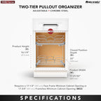 Rev-A-Shelf 2-Tier Kitchen Cabinet Pullout Shelf and Drawer Organizer Slide Out Pantry Storage Basket in Multiple Sizes, 18 x 22 In, 5WB2-1822CR-1