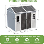 8x6x7 FT Resin Storage Shed, Waterproof Outdoor Storage Shed w/Floor, 2 Adjustable Openable Windows, Double Lockable Doors & Vents, Tool Shed for Patio Garden, Lawn, Backyard, Gray