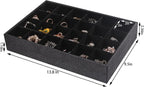 Julysky 2 Pack 24 Grids Jewelry Organizer Trays Ring Earring Display Stand for Selling, Black Velvet Necklace Holder Box Bracelet Case