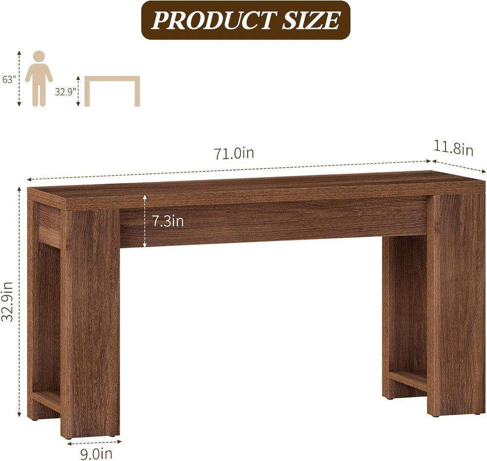 71" Extra Long Console Table, Wood Farmhouse Entryway Table, Behind Couc...
