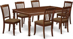 East West Furniture DODA7-MAH-C 7 Piece Modern Dining Table Set Consist of a Rectangle Wooden Table with Butterfly Leaf and 6 Linen Fabric Dining Room Chairs, 42x78 Inch, Mahogany