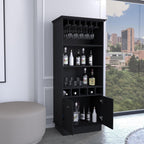 70-Inch High 10-Glass Bar Cabinet with 5 Cubbies and 3 Open Shelves and Cabinet ﻿,for Kitchen
