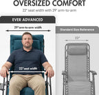 EVER ADVANCED Aluminum Zero Gravity Chair, 2.4" Padded, 350 lb Capacity | Oversized Reclining Lounge Chair with Adjustable Headrest and Side Table, Foldable for Camping, Patio, Lawn and Indoor Use