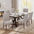 Upholstered Dining Chairs Set of 6, Modern Fabric Dining Room Chair, Wooden Dining Chair, Kitchen Side Chairs, Farmhouse Dinner Chair with High Back for Kitchen, Brown