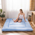 MAXYOYO Japanese Floor Mattress Futon Mattress, 4" Thicken Tatami Mat Sleeping Pad Foldable Roll Up Mat Boys Girls Dormitory Pad Kids Floor Lounger Pillow Bed, Charcoal Grey, Queen Size
