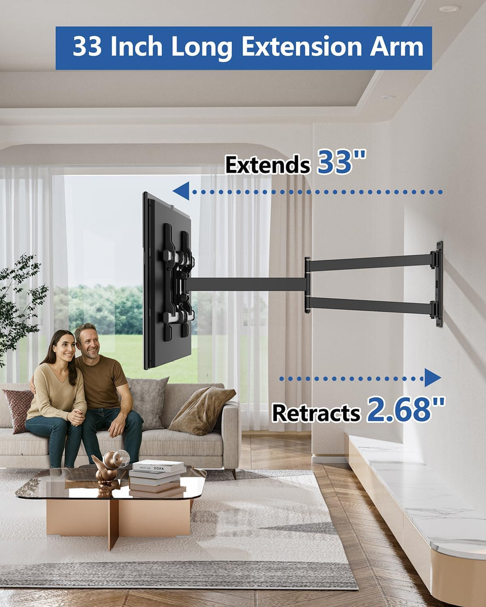 FORGING MOUNT Corner TV Wall Mount Long Arm TV Mount for 32-75 inch TVs | Sin...