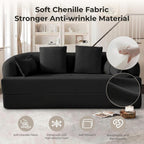 70" Convertible Sofa Bed, Chenille Boneless Comfortable Sleeper Futon | Sleeper Sofa Cloud Couch with 4 Pillows, Soft Love Seat Living Room, Bedroom, Small Spaces, No Assembly
