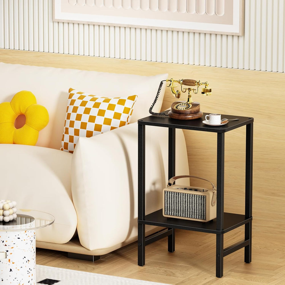 YUFAM Side Table End Table Tall Night Stand 2-Tier for Living Room Bedroom Ba...
