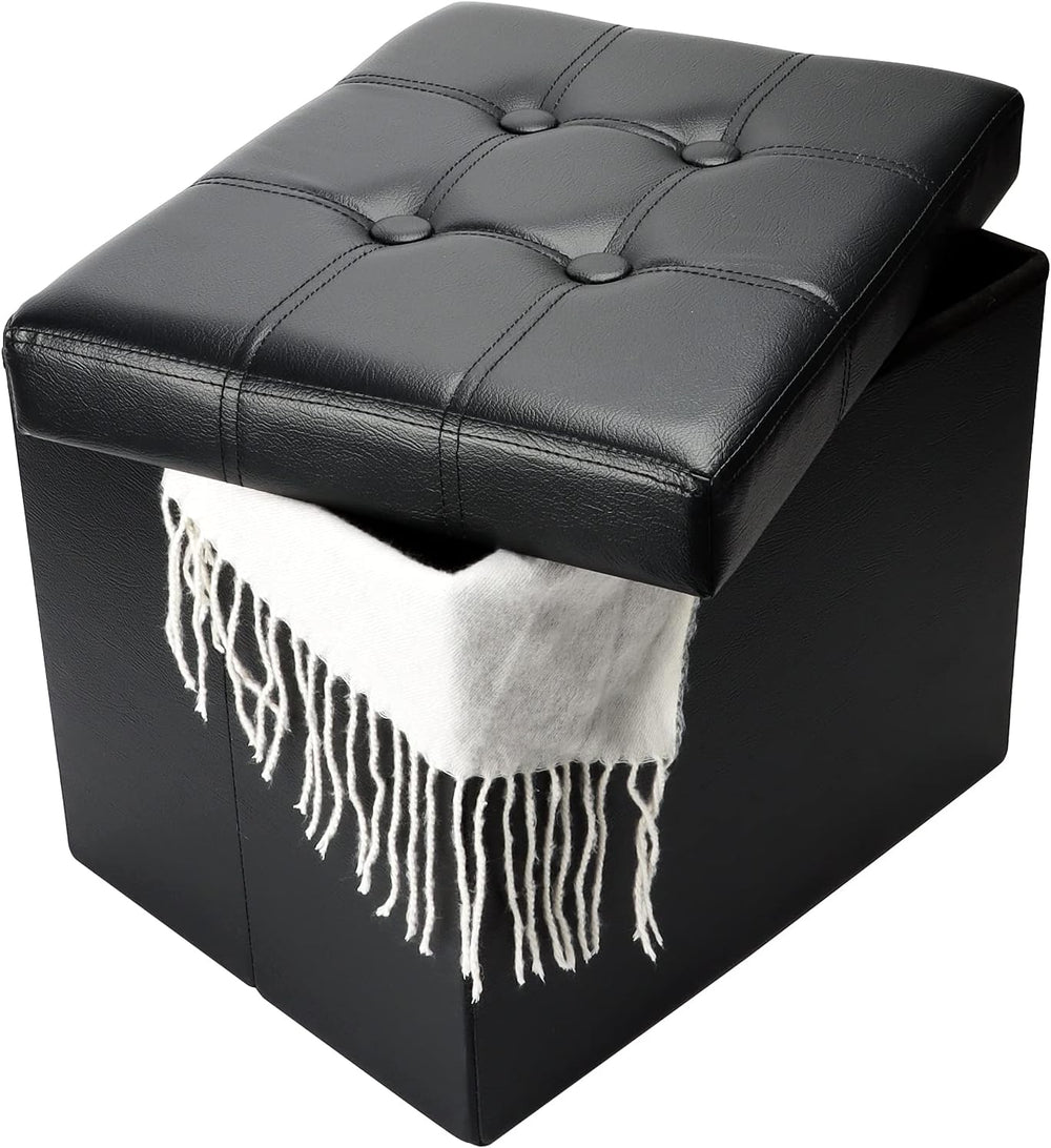 Bsketa Storage Ottoman, Folding Foot Stool with Thicker Foam Padded Seat Smal...