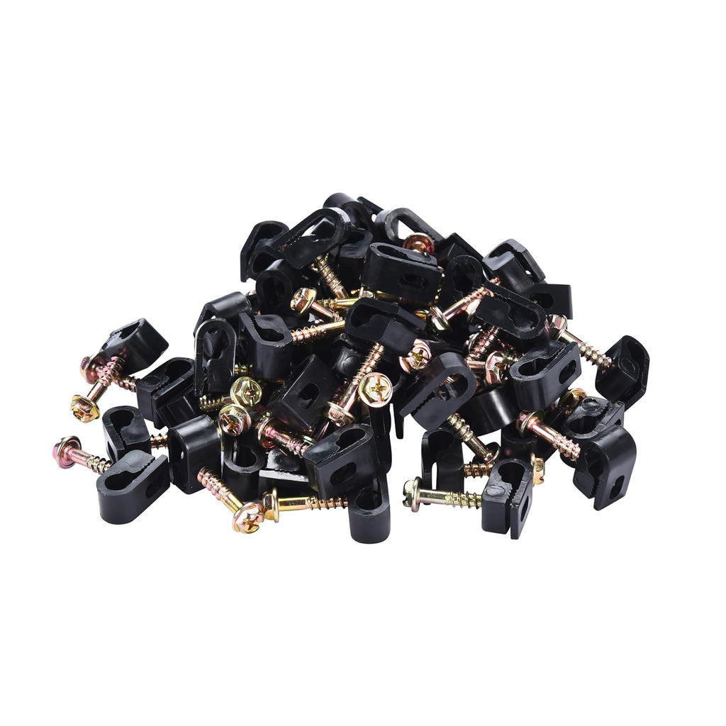Bolt Dropper Coaxial Cable Clips - Electrical Wire Cable Clip for Cable Management - Screw Clip and Fastener - Coax Cable Holder - Wire Organizer Clamp - Siding Clips for Hanging - Set of 100
