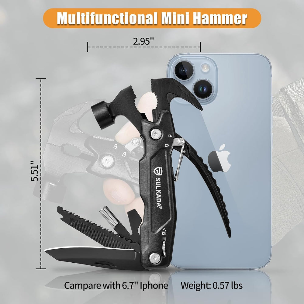 Gifts for men,Multitool Hammer 15 in 1 Camping Accessories Survival Gear, Sto...
