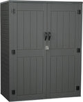 EHHLY Vertical Resin Storage Shed, 60 Cuft Garden Tool Sheds & Outdoor Storage, Plastic Outdoor Storage Cabinet Waterproof, 4.5 x 2.3 ft Backyard Outside Lawn Mower Storage Shed, Grey