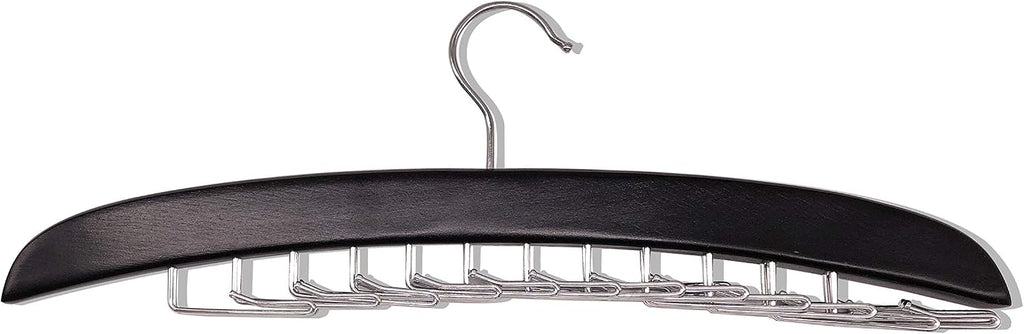 Wooden Tie Hanger,24 Tie Organizer Rack Hanger Holder Hook (Black, 24 Hooks)