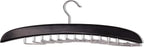 Wooden Tie Hanger,24 Tie Organizer Rack Hanger Holder Hook (Black, 24 Hooks)
