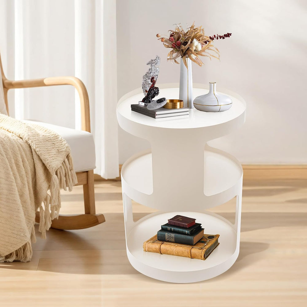 Bed Side Table, Round End Table Metal Small Bedside Table, Modern Nightstand ...