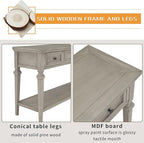 Merax Classic Long Narrow Console Table for Entryway Hallway Sideboard with Storage Drawers and Bottom Shelf Gray Wash