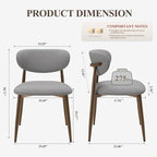 Dining Chairs Set of 4, Upholstered Dining Room Chairs with Metal Legs and Anti Slip Pads, Curved Back Kitchen Chair for Home and Restaurant Use, Light Grey
