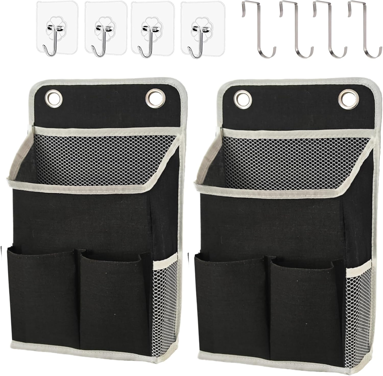 Hanging Basket for Organizing, Wall Organizer with Pockets and Over The Door Organizer，Can for Home, Closet, Office and Camper (Black2)