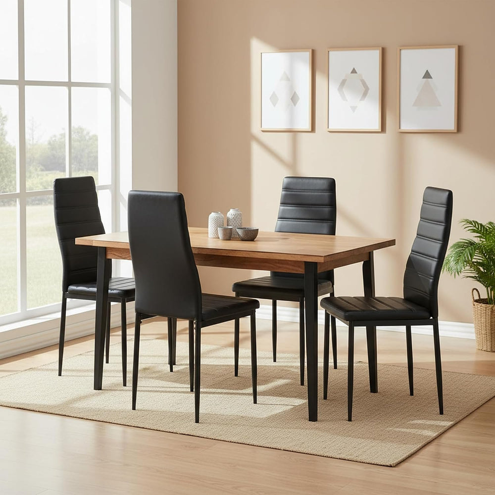 Dining Chairs PU Leather Set of 4, Armless High Back Upholstered Chairs with ...