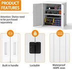 Outdoor Storage Cabinet with 2 Shelves, Waterproof Resin Vertical Tool Shed, Lockable 15 cu. ft. Storage Shed for Patio, Garden, Yard, Dark White
