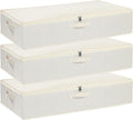 Underbed Storage Organizers, Container Bags with Lids, Storage Boxes With Sturdy Structure and Reinforced Handles, Beige, 3 Pack, 31.5 x 15.7 x 5.9 Inch