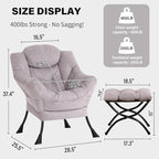 Tiita Modern Lazy Chair with Ottoman, Large Accent Armchair, Leisure Sofa Armchair with Footrest for Bedroom, Living Room, and Dorm Rooms
