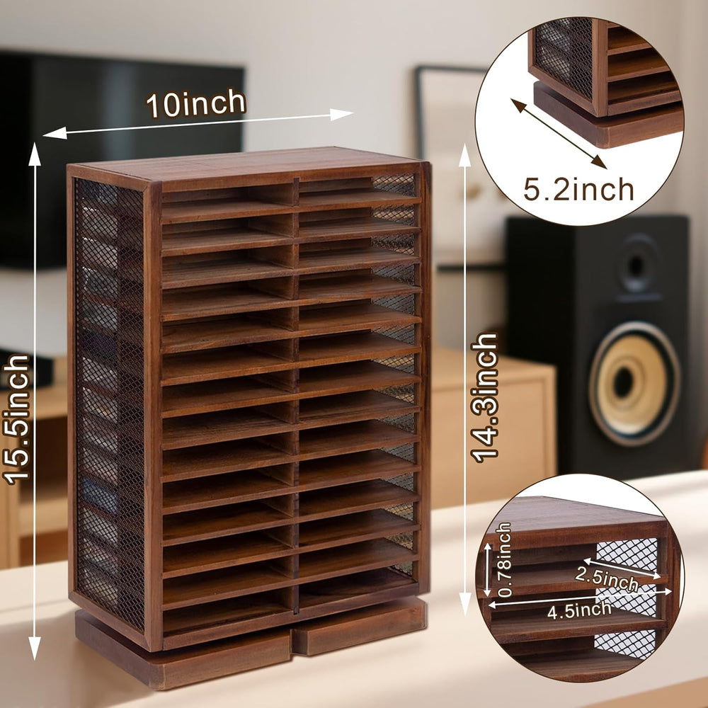 WodGod Cassette Tape Storage Box, Wood Cassette Rack, Wooden Cassette Tape Ho...