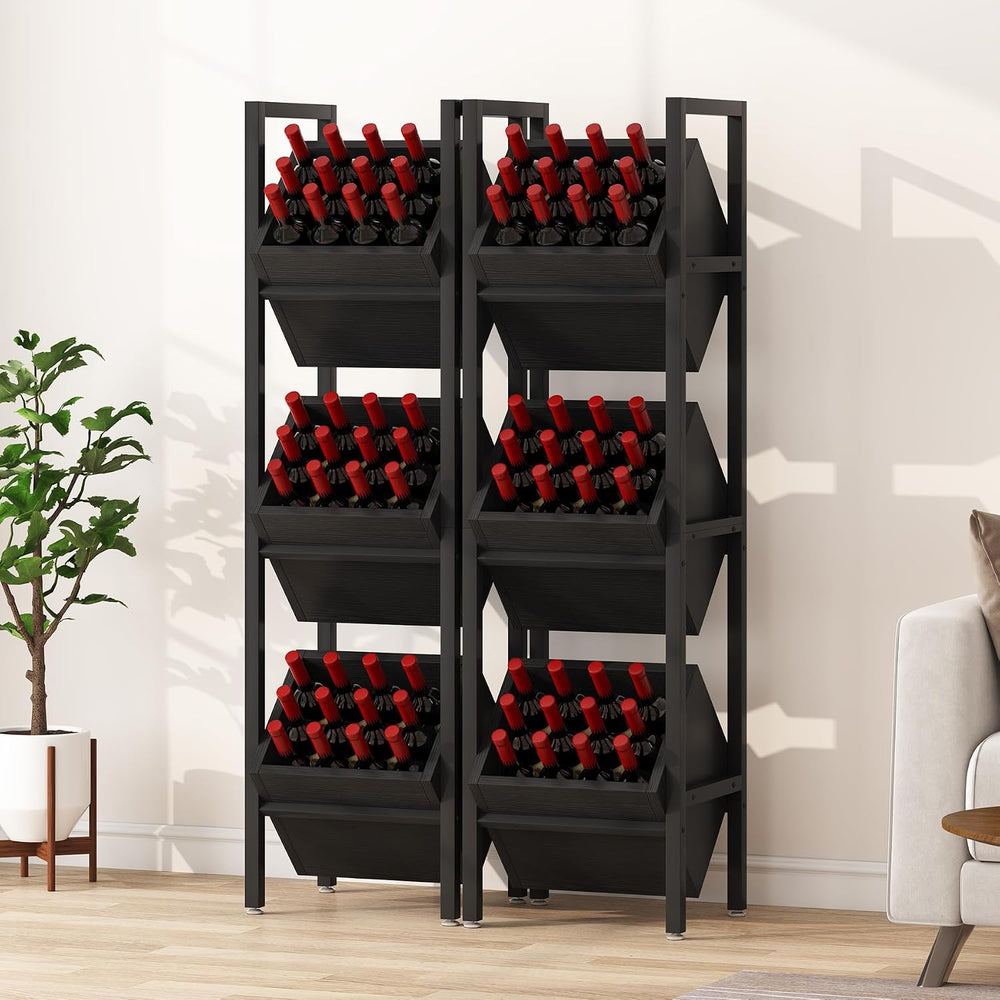 Tribesigns Wine Rack Freestanding Floor, 3 Tier Wooden Wine Storage Stand, Wo...