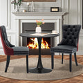 3-Pieces 31.5" Round Dining Table Set for 2, Black Dining Table & PU and Velvet Upholstered Dining Chairs Set of 2 for Kitchen Dining Room Apartment Small Space(Wine Red &Black Chairs)