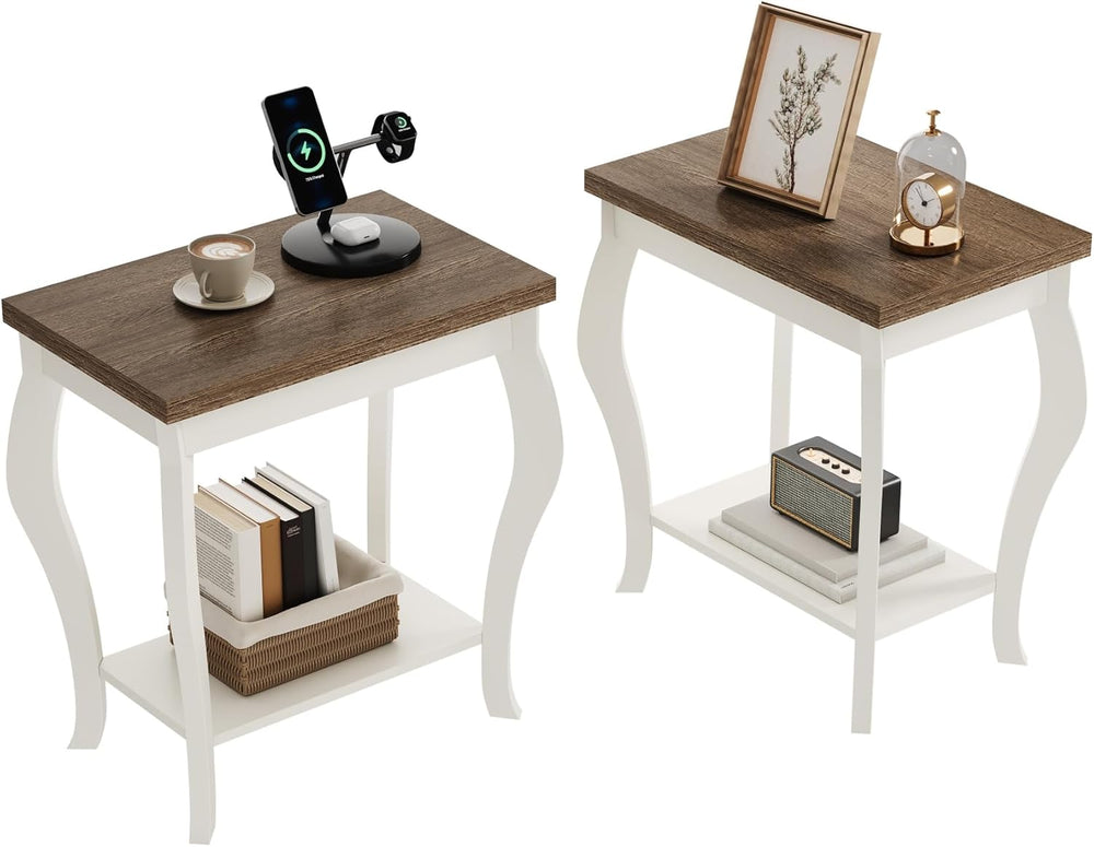 ChooChoo End Tables Living Room, Side Tables Living Room with Curved Legs and...