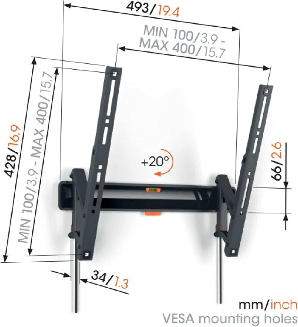 Vogel's Comfort TVM 3415 Tilting TV Wall Mount for 32-65 Inch TVs | Can b...