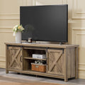 GAZHOME Farmhouse TV Stand with Sliding Barn Doors, Media Entertainment Center Console Table for TVs up to 65”,2-Tier Large Storage Cabinets,Rustic TV Stand for Living Room Bedroom,Light Grey