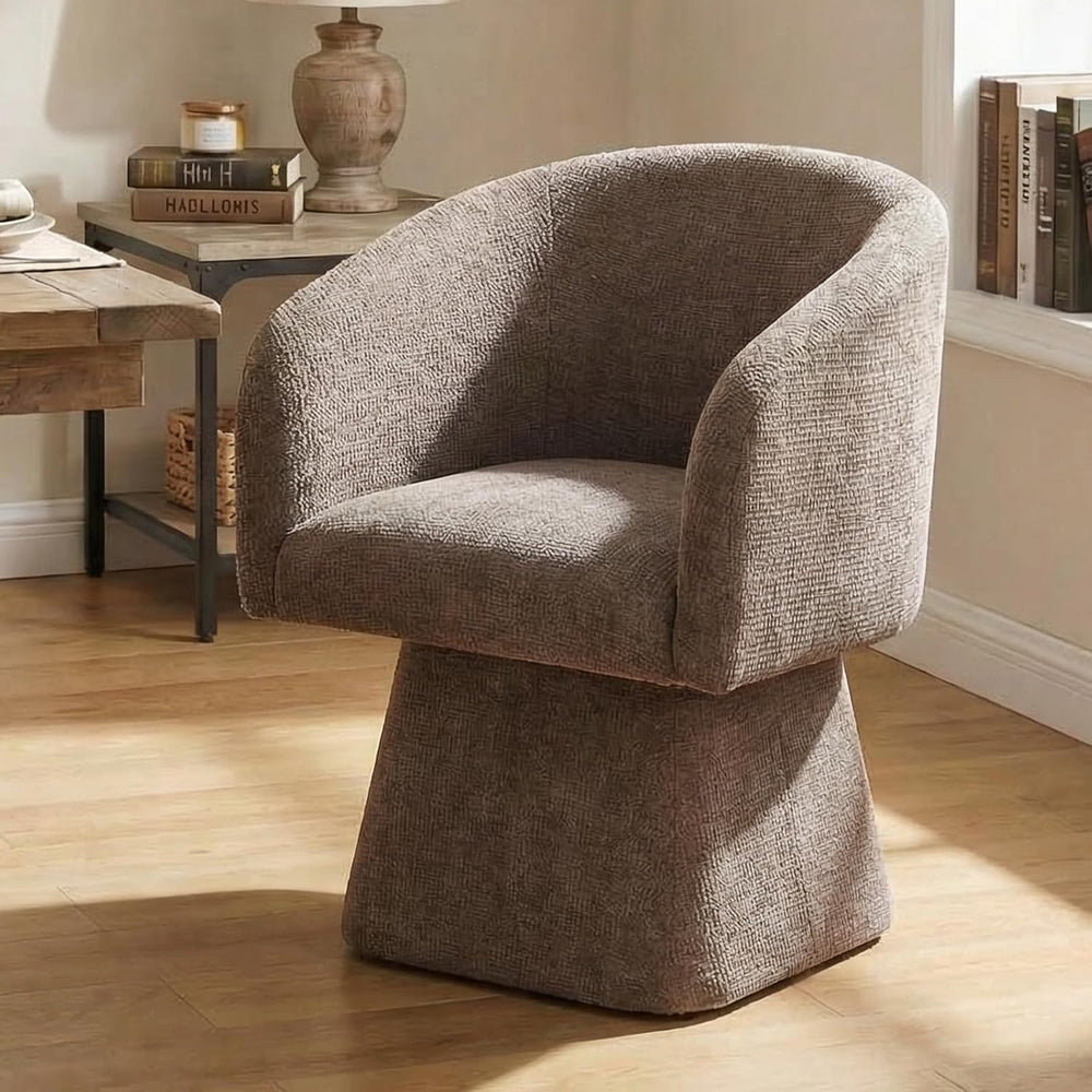 VKNOW Upholstered Swivel Dining Chairs Set of 2 with Barrel Back and Arm | Mo...