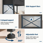 Whitmor 5-Tier Bookshelf with Drawer, Tall Narrow Bookcase with Wood Shelves & Metal Frame, Modern Display Storage Shelf for Living Room, Bedroom, Bathroom, Kitchen, Black
