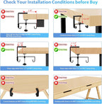 KEEGH No Drill Under Desk Cable Management Tray - 28" Cord Management Under Desk - Clamp/Screw Mount - Support Upto 70lbs - Fabric Wire Management - Gaming/PC Cable Tray Cord Hiders for Office/Home