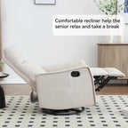 Anwick 360° Swivel Rocker Recliner Chair with Heat and Massage, Manual Upholstered Recliner for Small Spaces, Fabric Glider Nursery Chair with Side Pockets for Living Room (Beige)