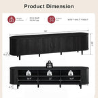 70" Mid Century Modern TV Stand, Wood TV Consoles with Sliding Doors and Power Outlet, Fluted Entertainment Center with Adjustable Shelves, Media Console for Living Room, Black
