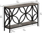 GiftGo Narrow Sofa Table 47.2 Inch, Industrial Sofa Table Behind Couch, Vintage Entry Console Table with Storage for Entryway, Living Room, Foyer, Elegant Design (Grey, 47.2)