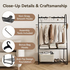 KAFAHOM Purse Organizer for Closet, Heavy Duty Coat Rack freestanding for Entryway, Oversized Bag Shelf, Purse Holder for Hanging Strap Handbags, Clothing, Ideal Storage for Small Space Solution
